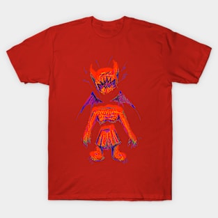 screaming red devil kids pencil drawing T-Shirt